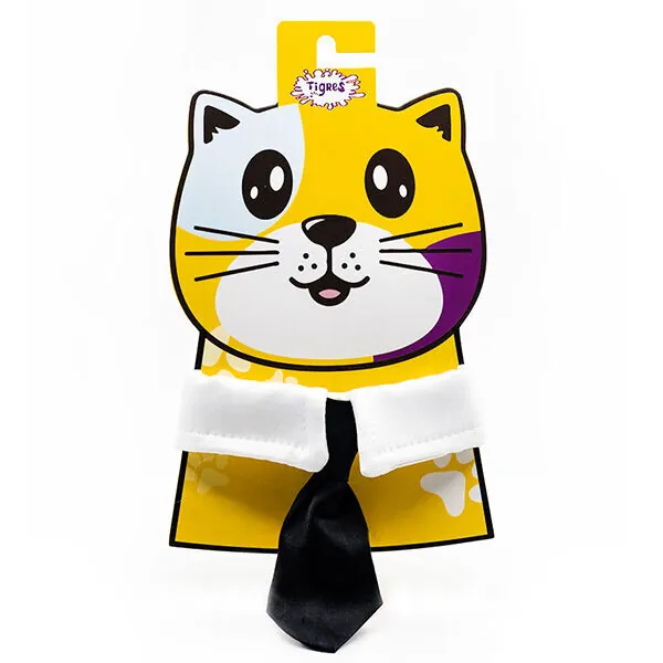 Tigres Worky Yakalı Kravat Şeklinde Kedi Tasması Siyah - 1