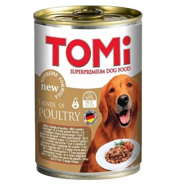 Tomi 3 Çeşit Kümes Hayvanlı Yetişkin Köpek Yaş Maması 400 gr - 1