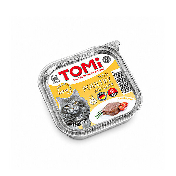 Tomi Kedi Kümes Hayvanı Ve Ciğerli Yaş Mama 100gr