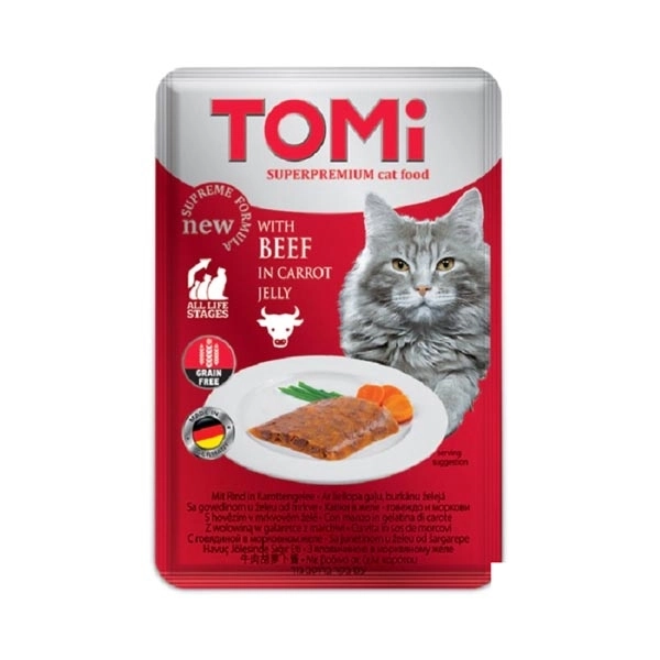 Tomi KEDİ DANA ETİ VE HAVUÇ TAHILSIZ POUCH MAMA 100GR(PATE) - 1