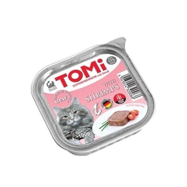 Tomi KEDİ KARİDESLİ ALÜMİNYUM YAŞ MAMA 100GR (PATE) - 1