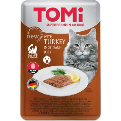 Tomi Kedi Tahılsız Ispanaklı Hindili Yaş Mama 100 Gr - 1