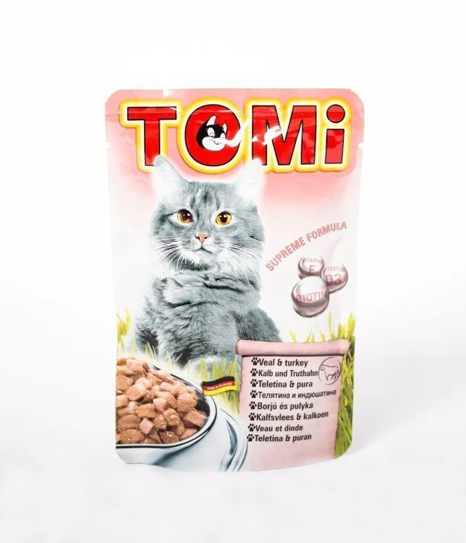 Tomi Pouch Dana Etli ve Hindili Yetişkin Kedi Konservesi 100 Gr - 1