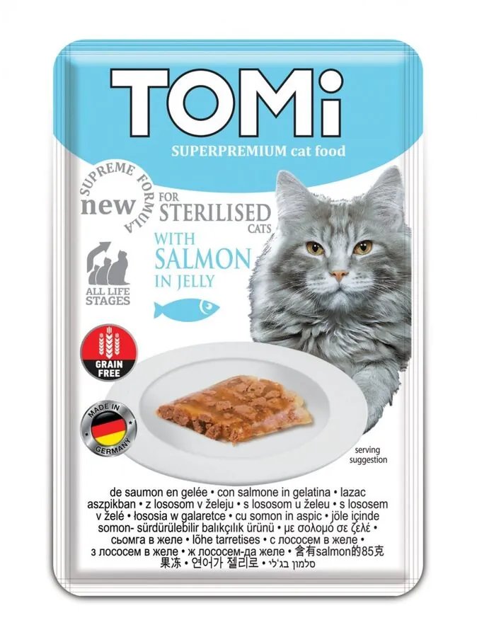 Tomi Pouch Somonlu Kısırlaştırılmış Yetişkin Kedi Yaş Maması 85 Gr - 1