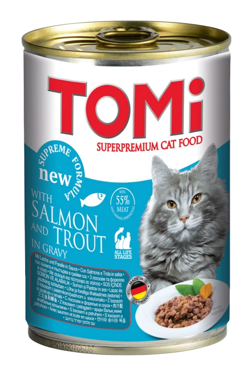 Tomi Somon ve Alabalıklı Yetişkin Kedi Konservesi 400 Gr - 1