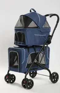 Tommy Çift Katlı Evcil Hayvan Taşıma Arabası Mavi Max 30 kg