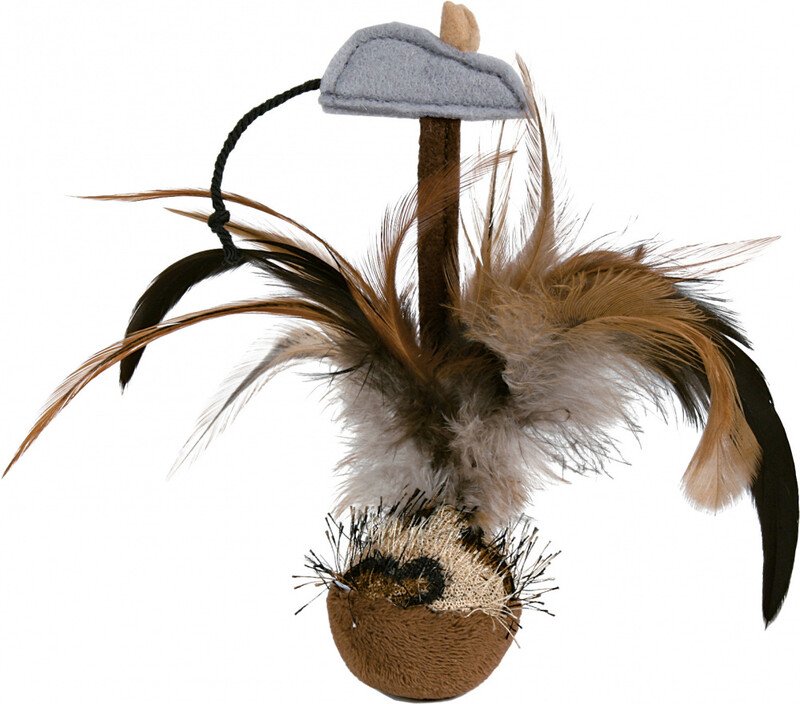 Trixie Kedi Oyuncağı Peluş Kedi Oyun Topu ve Tüyler 15cm - 1