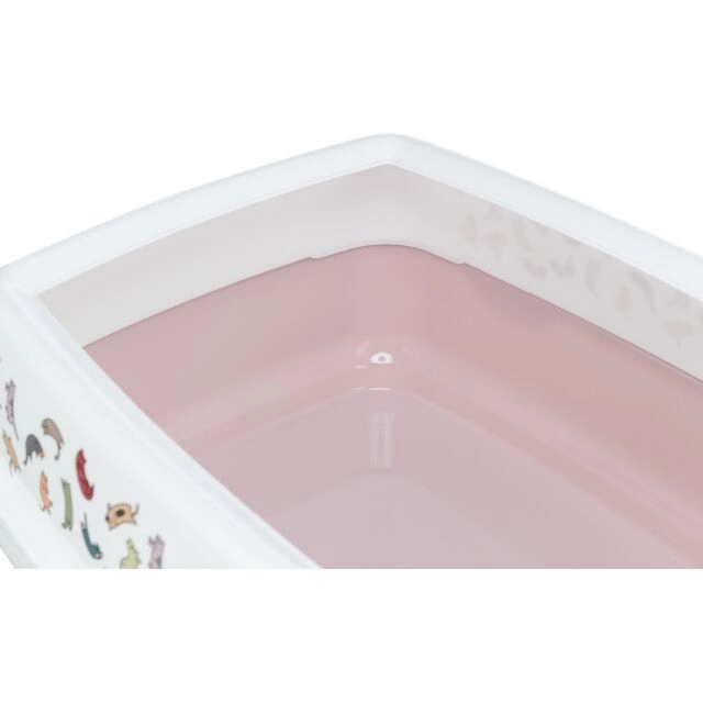 Trixie Kedi Tuvaleti, Yüksek Kenarlı ve Kedi Motifli, 38x20x50cm, Açık Lila/Beyaz - 4