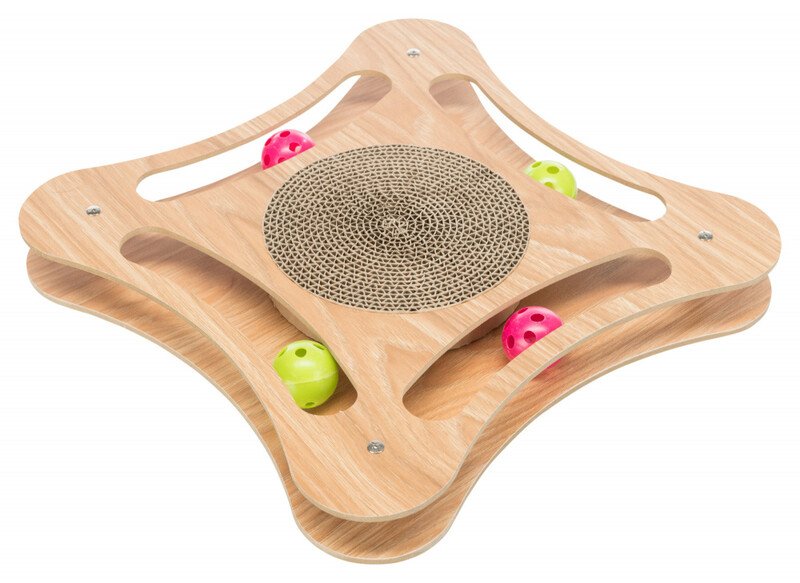 Trixie Kediler için Catnipli Oyun Toplu Karton ve Ahşap Tırmalama Oyuncağı 35x4x35cm - 1