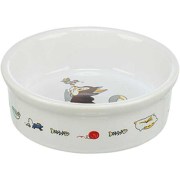 Trixie Seramik Kedi Mama ve Su Kabı 200 ml, 12 cm [Gri/Beyaz]