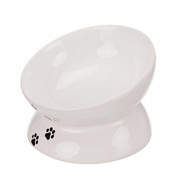 Trixie Yükseltilmiş Seramik Kedi Mama Kabı 150 ml, 13 cm [Beyaz] - 1