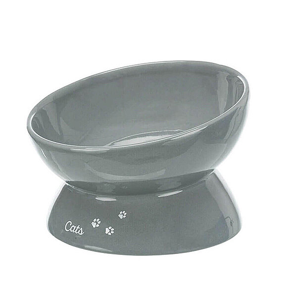 Trixie Yükseltilmiş Seramik Kedi Mama Kabı 350 ml, 17 cm [Gri]