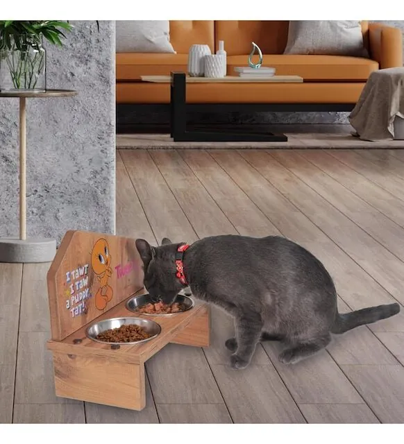 Tweety Ahşap Mama Standı İkili - 2