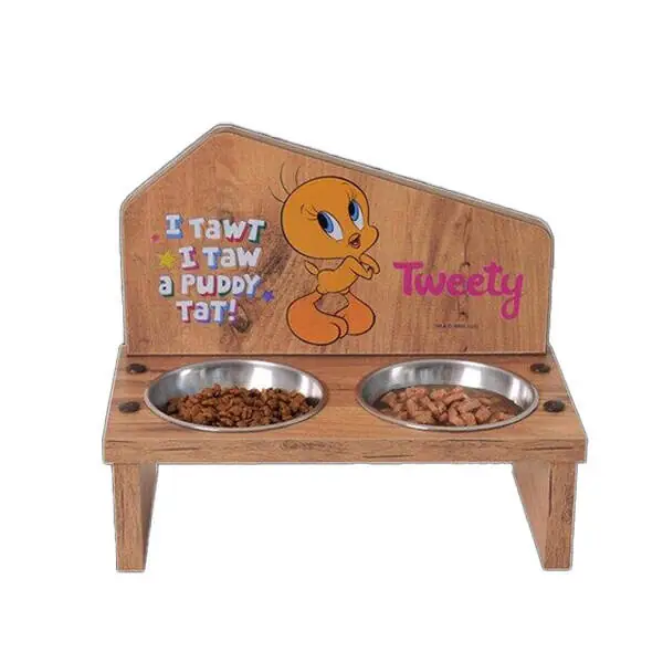 Tweety Ahşap Mama Standı İkili - 1