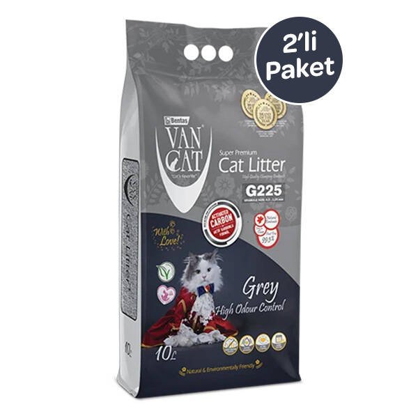 Vancat Aktif Karbonlu İnce Taneli Topaklanan Kedi Kumu 10 LT (2adet) - 1