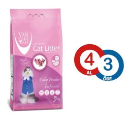 VanCat Baby Powder Topaklanan İnce Taneli Kedi Kumu 5 KG * 4 ADET