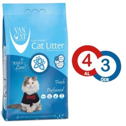 Vancat Fresh Kokulu İnce Taneli Topaklanan Kedi Kumu 5 KG * 4 ADET