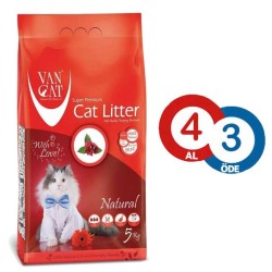 Vancat Natural Topaklanan İnce Taneli Kedi Kumu 5 KG * 4 ADET