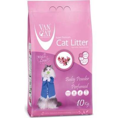 Vancat Bebek Pudrası Kokulu İnce Taneli Topaklanan Kedi Kumu 10 lt - 1