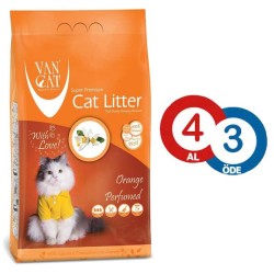 VanCat Portakal Kokulu Topaklanan İnce Taneli Kedi Kumu 5 KG * 4 ADET