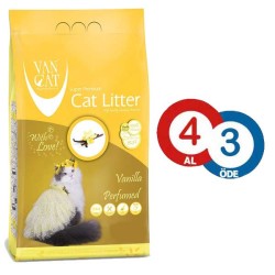 Vancat Vanilya Kokulu Topaklanan İnce Taneli Kedi Kumu 5 KG *  4 ADET