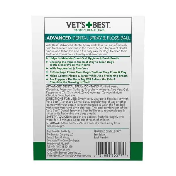 Vet&prime;s Best Köpek Ağız Spreyi 120 Ml ve Diş Temizleyici Top 16 Cm - 2