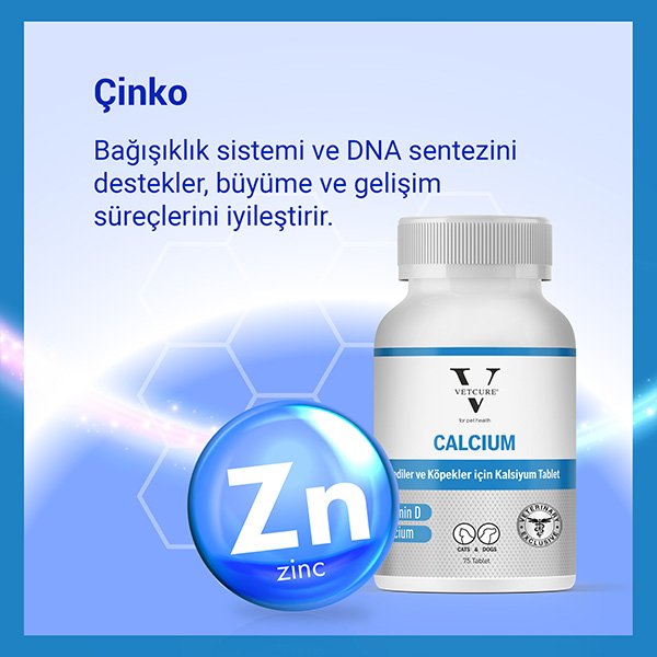 Vetcure Calcium Kedi ve Köpekler İçin Kalsiyum Desteği 75 Tablet - 4