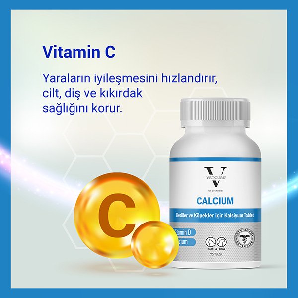 Vetcure Calcium Kedi ve Köpekler İçin Kalsiyum Desteği 75 Tablet - 5