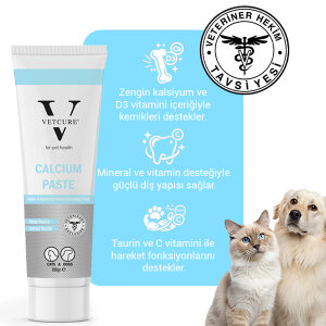 Vetcure Calcium Kedi ve Köpek Kemik ve Diş Sağlığı Fosfor ve D3 Desteği Paste 100 gr - 4