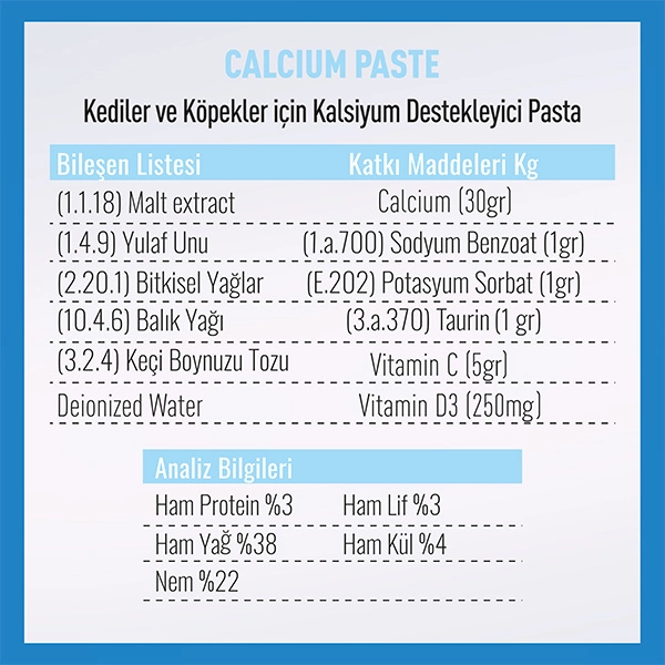 Vetcure Calcium Kedi ve Köpek Kemik ve Diş Sağlığı Fosfor ve D3 Desteği Paste 100 gr - 2