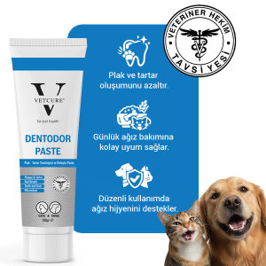 Vetcure Dentodor Kedi ve Köpek Ağız Kokusu Giderme ve Tartar Desteği Paste 100 gr - 2