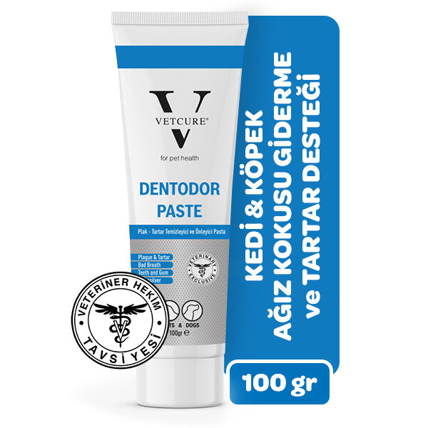 Vetcure Dentodor Kedi ve Köpek Ağız Kokusu Giderme ve Tartar Desteği Paste 100 gr - 1
