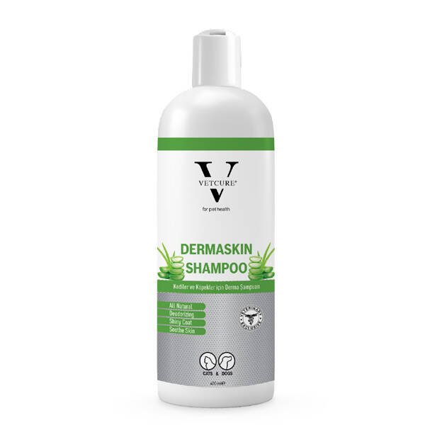 Vetcure Dermaskin Kedi ve Köpekler İçin Aloe Vera Destekli Şampuan 400 ML - 1