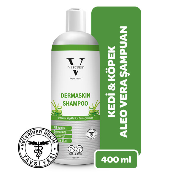 Vetcure Dermaskin Kedi ve Köpekler İçin Aloe Vera Destekli Şampuan 400 ML - 1