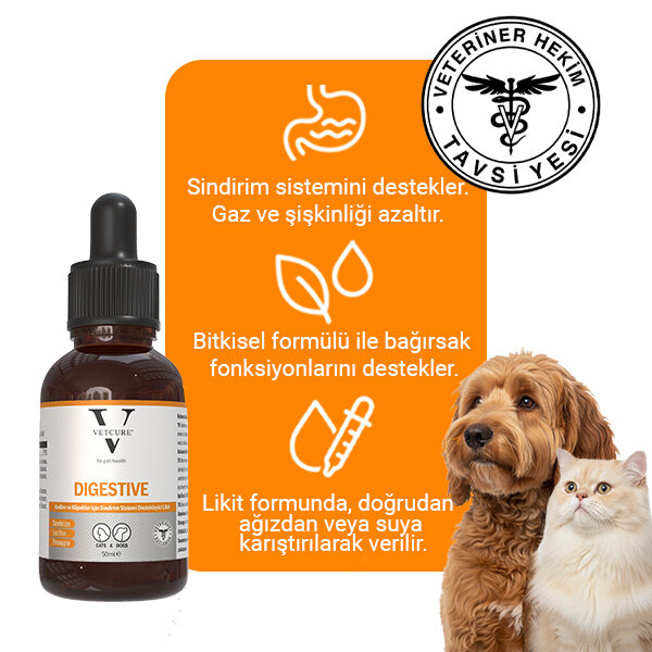 Vetcure Digestive Kedi ve Köpek Sindirim Sistemi Destekleyici Likit 50 ML - 2