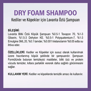 Vetcure Dry Foam Kedi ve Köpekler İçin Lavanta Kokulu Kuru Şampuan 200 ML - 2
