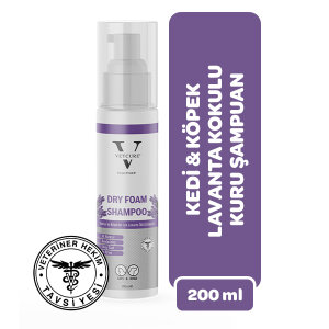 Vetcure Dry Foam Kedi ve Köpekler İçin Lavanta Kokulu Kuru Şampuan 200 ML
