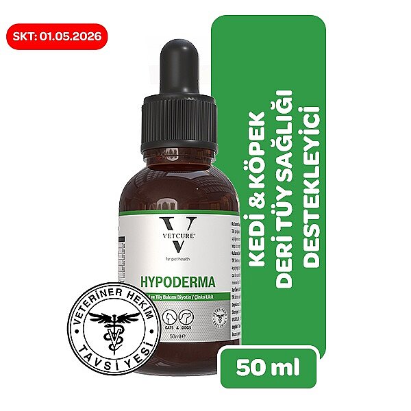 Vetcure Hypoderma Kedi ve Köpek Alerjik Deri ve Tüy Sağlığı Destekleyici Likit 50 ML - 1