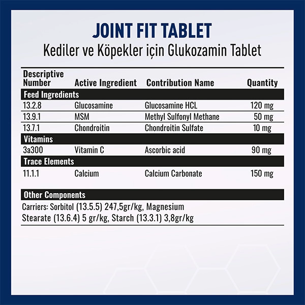 Vetcure Joint Fit Kedi ve Köpek Eklem Kas ve Eklem Sıvısı Sorunları Destekleyici 75 Tablet - 2