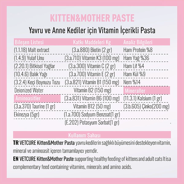 Vetcure Kitten Kedi Yavru ve Anne Enerji Desteği Paste 100 gr - 2