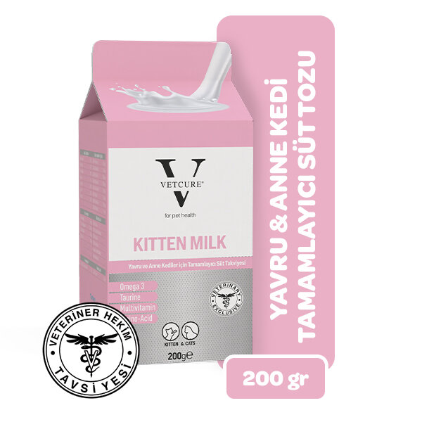 Vetcure Kitten Milk Yavru ve Anne Kedi İçin Tamamlayıcı Süt Tozu Takviyesi 200 gr - 1