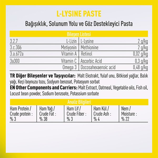 Vetcure L-Lysine Kedi Bağışıklık ve Solunum Yolu Destekleyici Paste 100 gr - 2