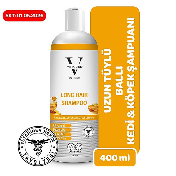 Vetcure Long Hair Kedi ve Köpekler İçin Ballı Uzun Tüylü Şampuan 400 ML - 1