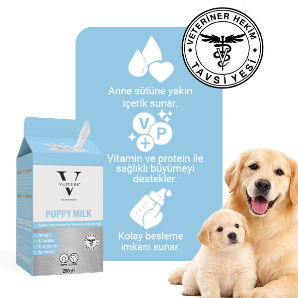 Vetcure Puppy Milk Yavru ve Anne Köpek İçin Tamamlayıcı Süt Tozu Takviyesi 200 gr - 2