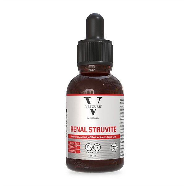 Vetcure Renal Struvite Kedi ve Köpek Böbrek Taşı ve İdrar Yolu Sağlığı Destekleyici Likit 50 ML - 1