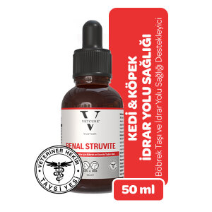 Vetcure Renal Struvite Kedi ve Köpek Böbrek Taşı ve İdrar Yolu Sağlığı Destekleyici Likit 50 ML