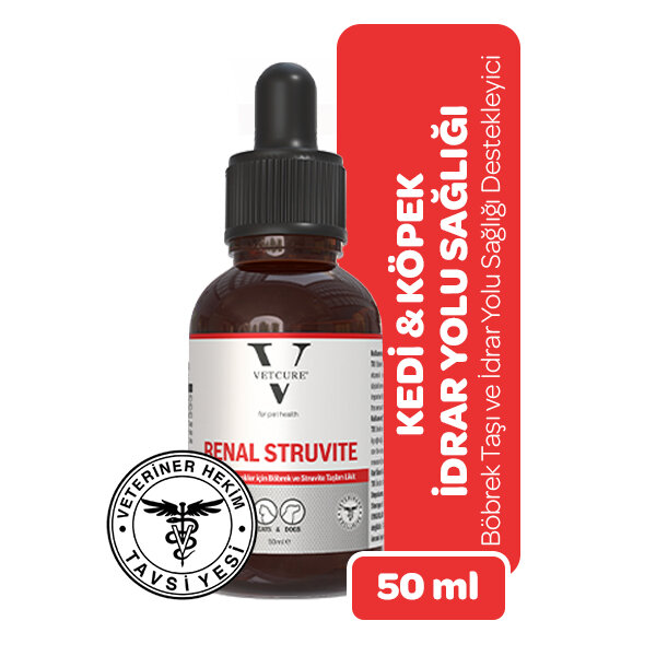 Vetcure Renal Struvite Kedi ve Köpek Böbrek Taşı ve İdrar Yolu Sağlığı Destekleyici Likit 50 ML - 1