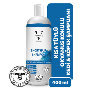 Vetcure Short Hair Kedi ve Köpekler İçin Okyanus Kokulu Kısa Tüylü Şampuan 400 ML
