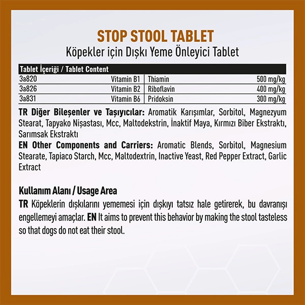 Vetcure Stop Stool Köpekler İçin Dışkı Yeme Önleyici 100 Tablet - 2