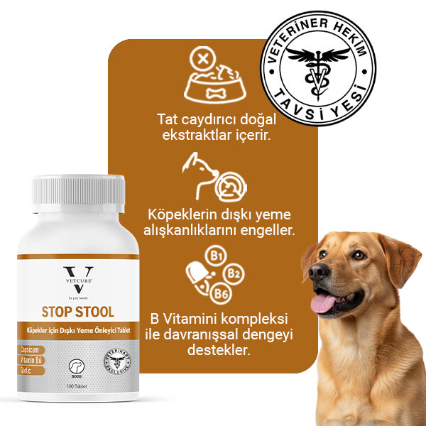 Vetcure Stop Stool Köpekler İçin Dışkı Yeme Önleyici 100 Tablet - 2
